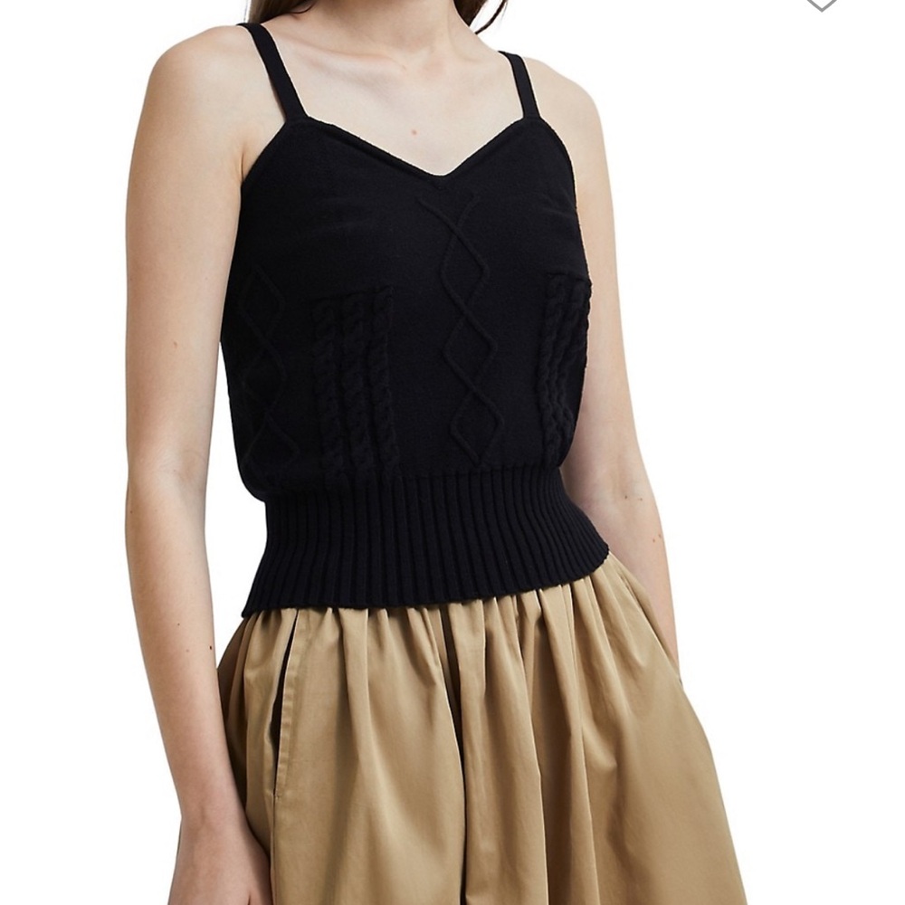 Black Cable Knit Women's Top